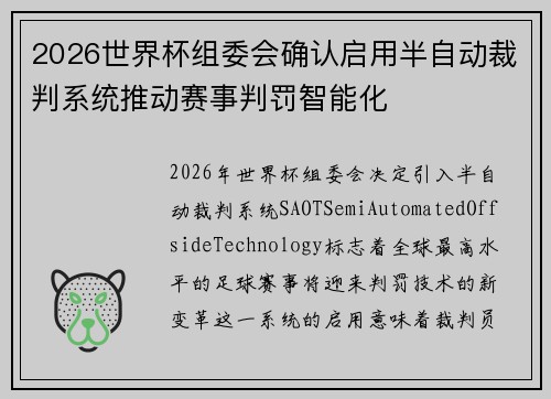 2026世界杯组委会确认启用半自动裁判系统推动赛事判罚智能化